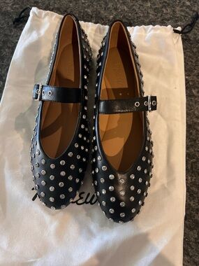 Madewell Black Ballet Flats with Crystal Studs NWOB SZ 8